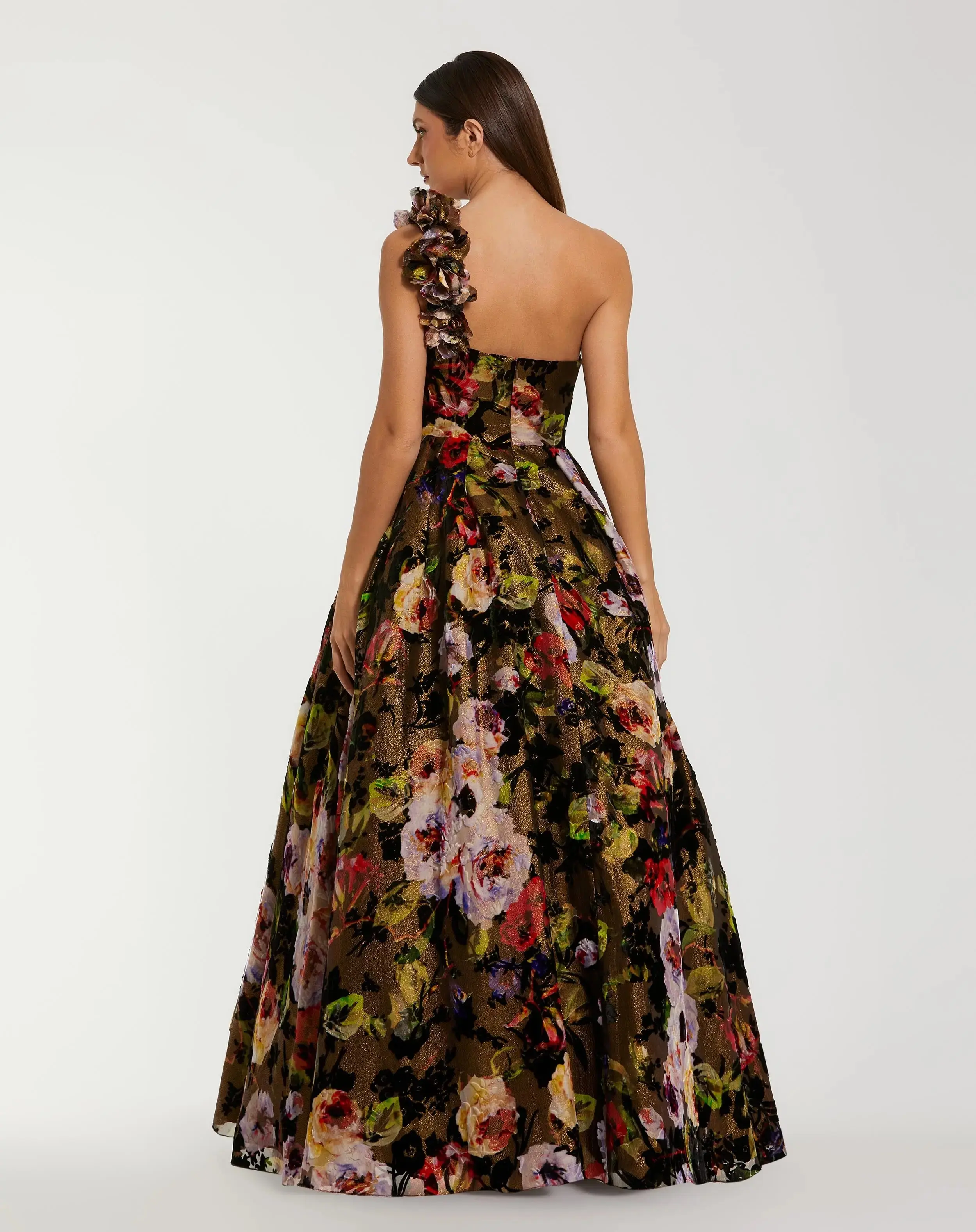 Multicolor Floral Velvet Ball Gown With Pockets - Image 7