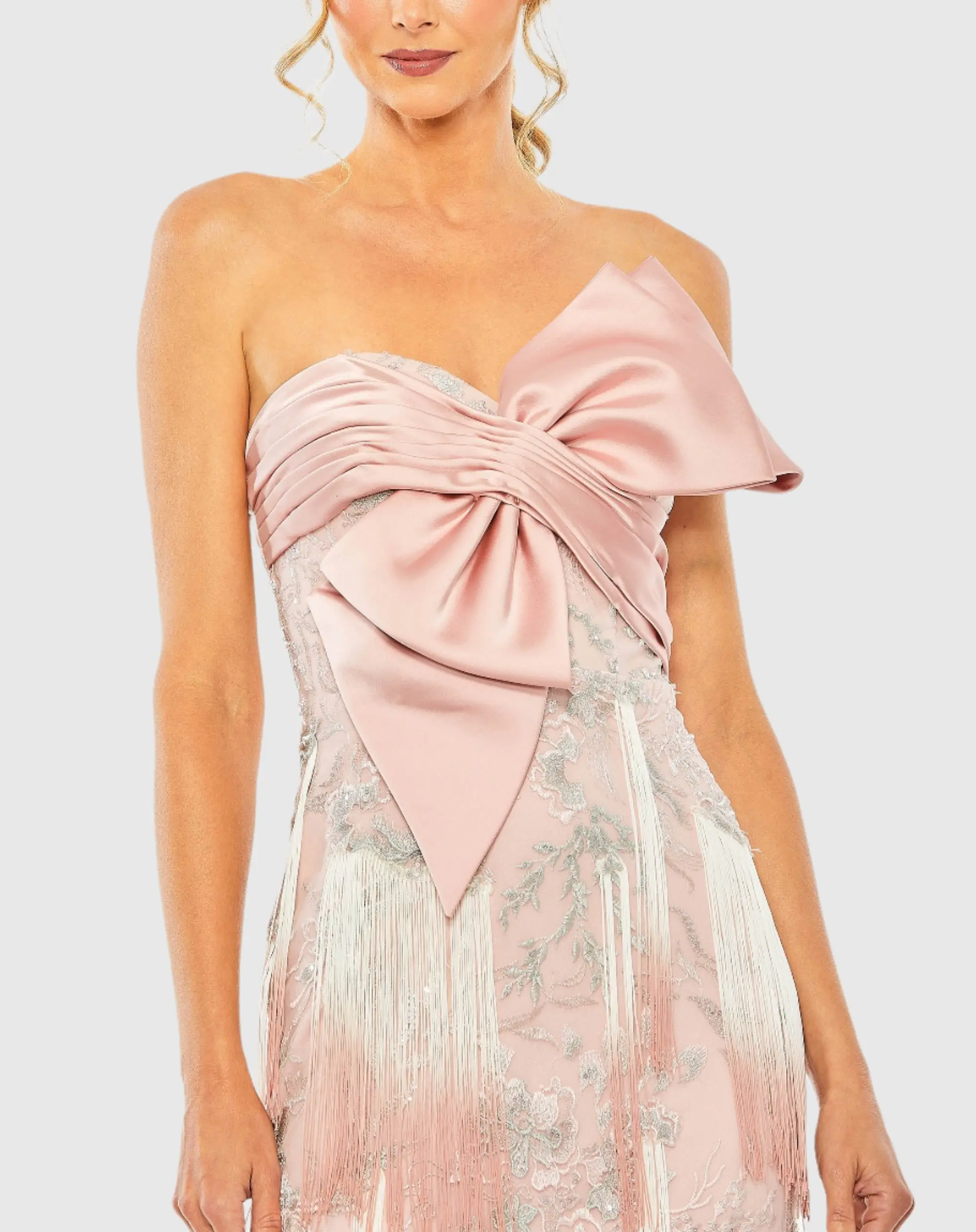 Pink Bow Front Ombre Fringe Detailed Dress - FINAL SALE - Image 2