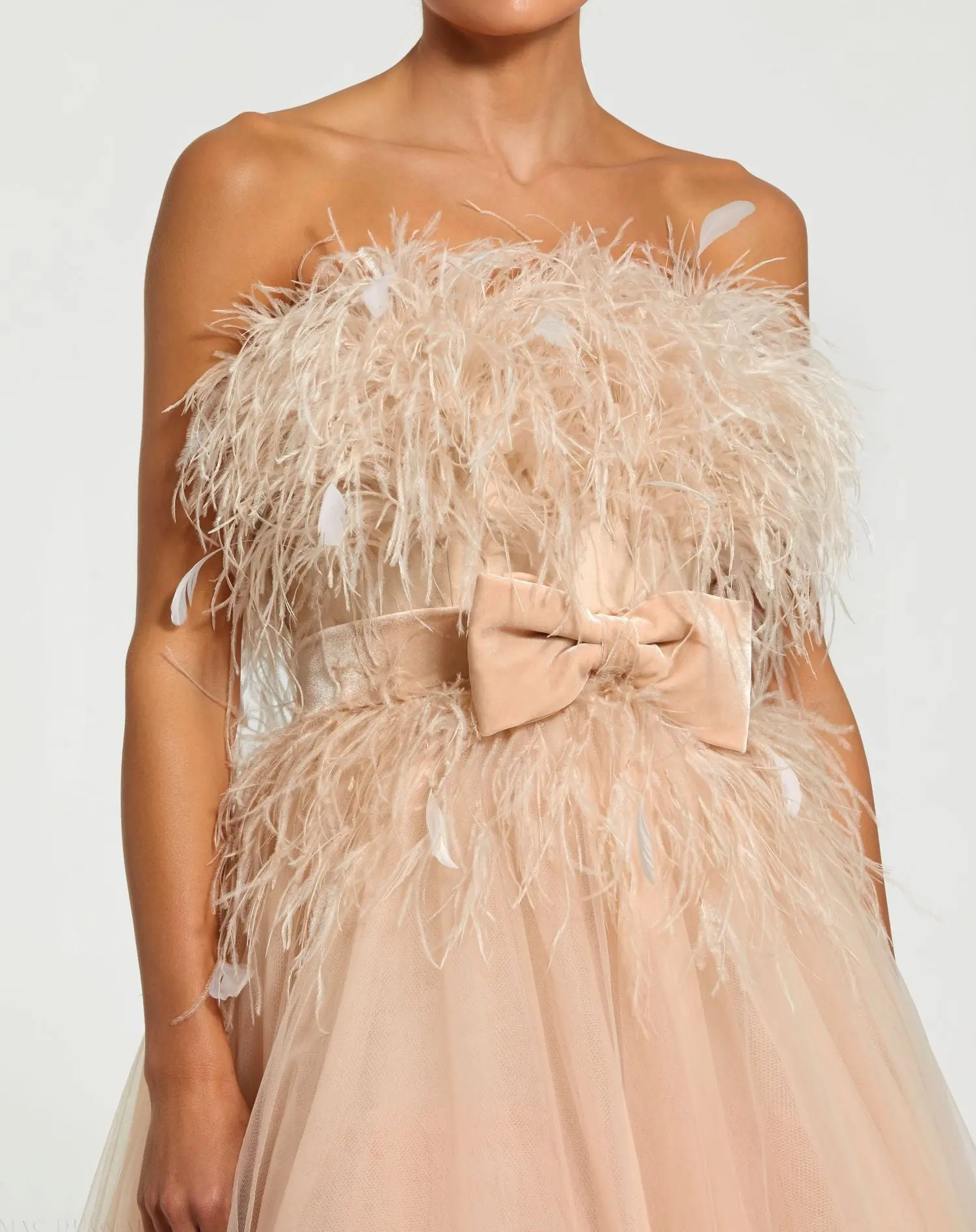 Pink Strapless Feather Bustier Ball Gown - Image 2