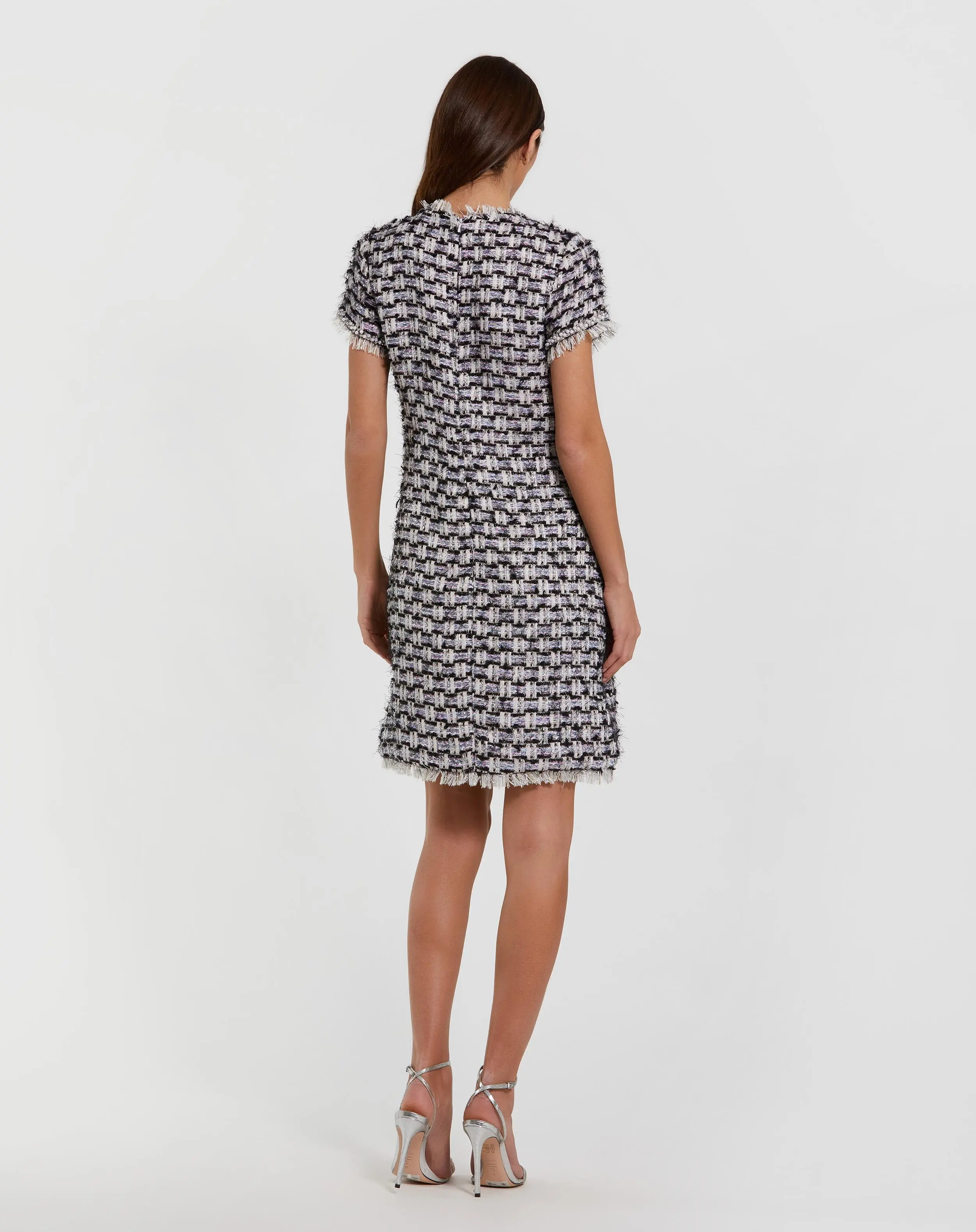 Black Multicolor Cap Sleeve Floral Button Detail Shift Dress - Image 3