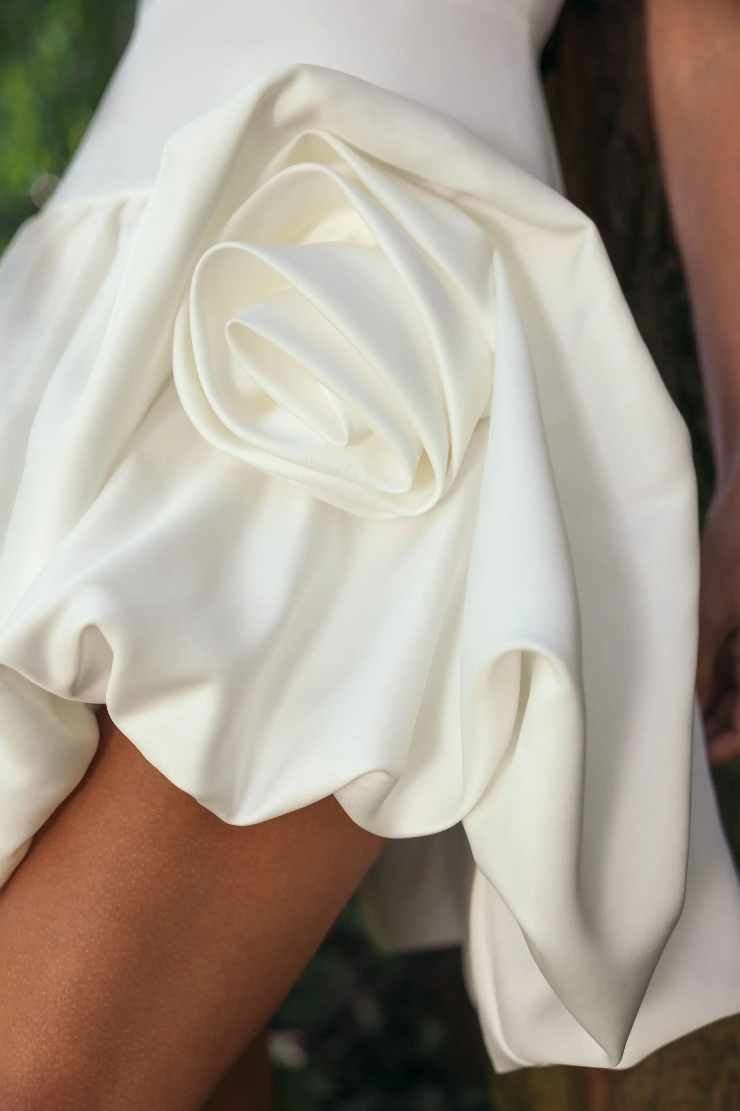 White Sleeveless Satin Bubble Hem Mini Dress - Image 6