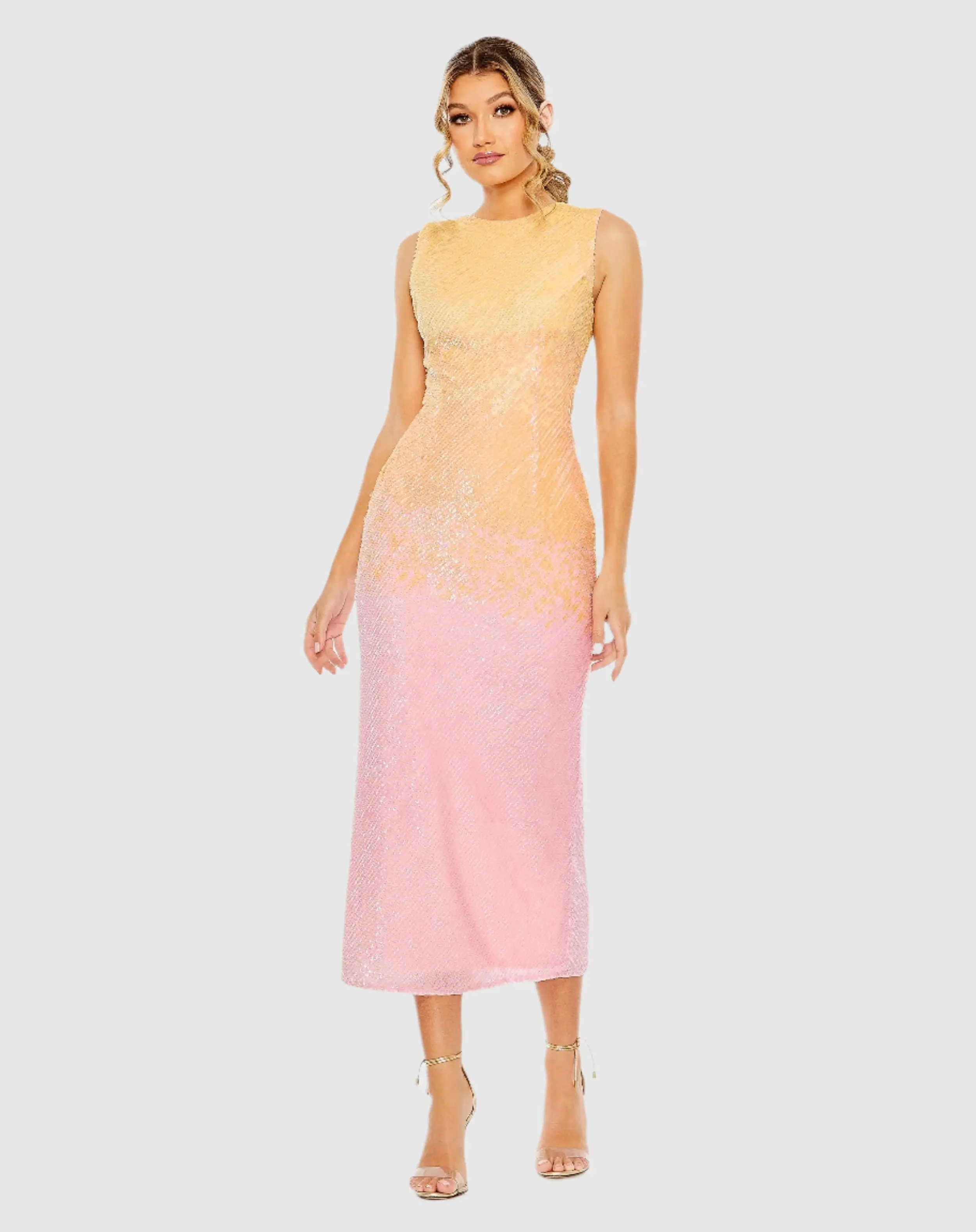 Multicolor High Neck Ombre Sequin Cocktail Dress - FINAL SALE