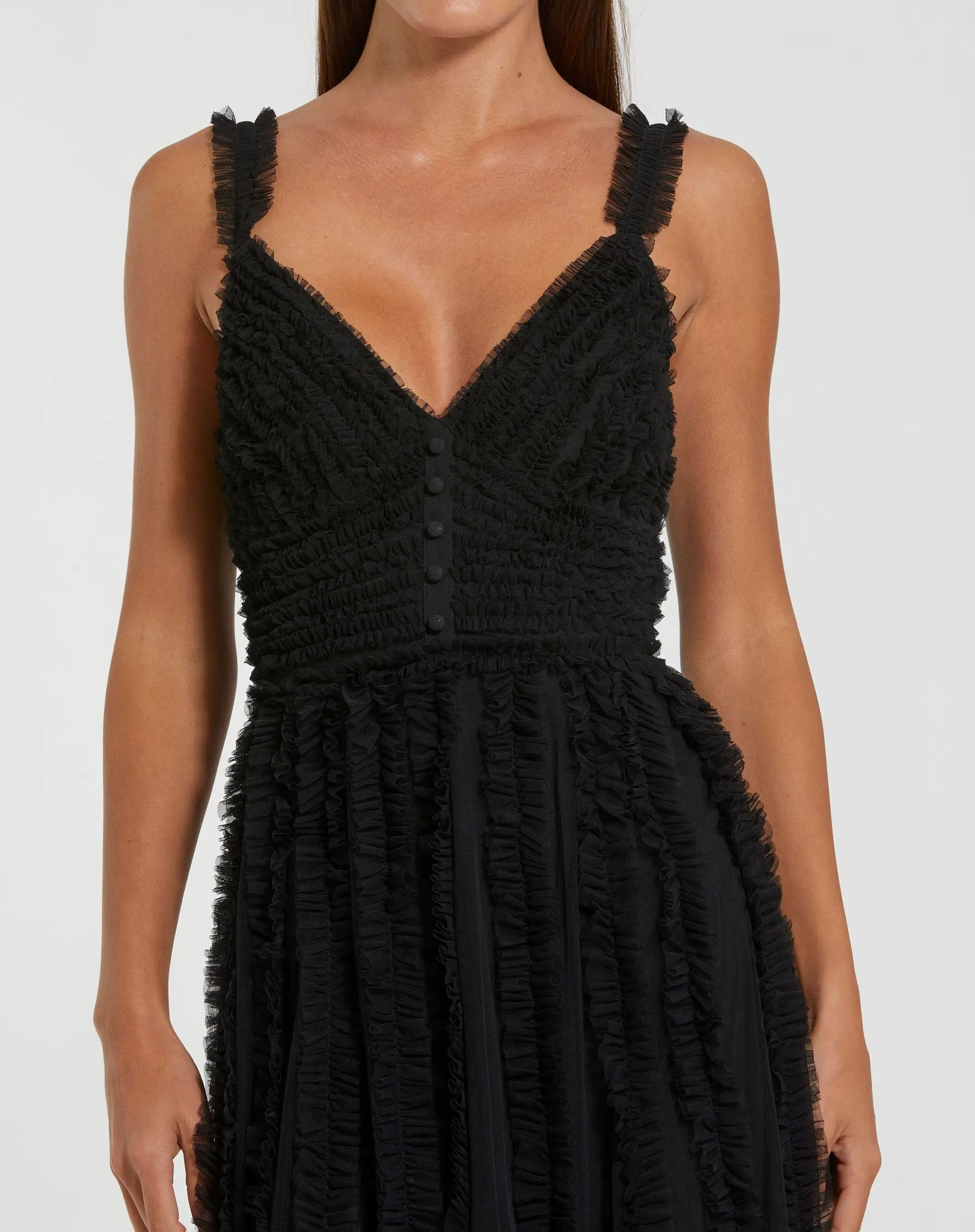 Black Sleeveless Ruffle Tiered Dress - Image 2