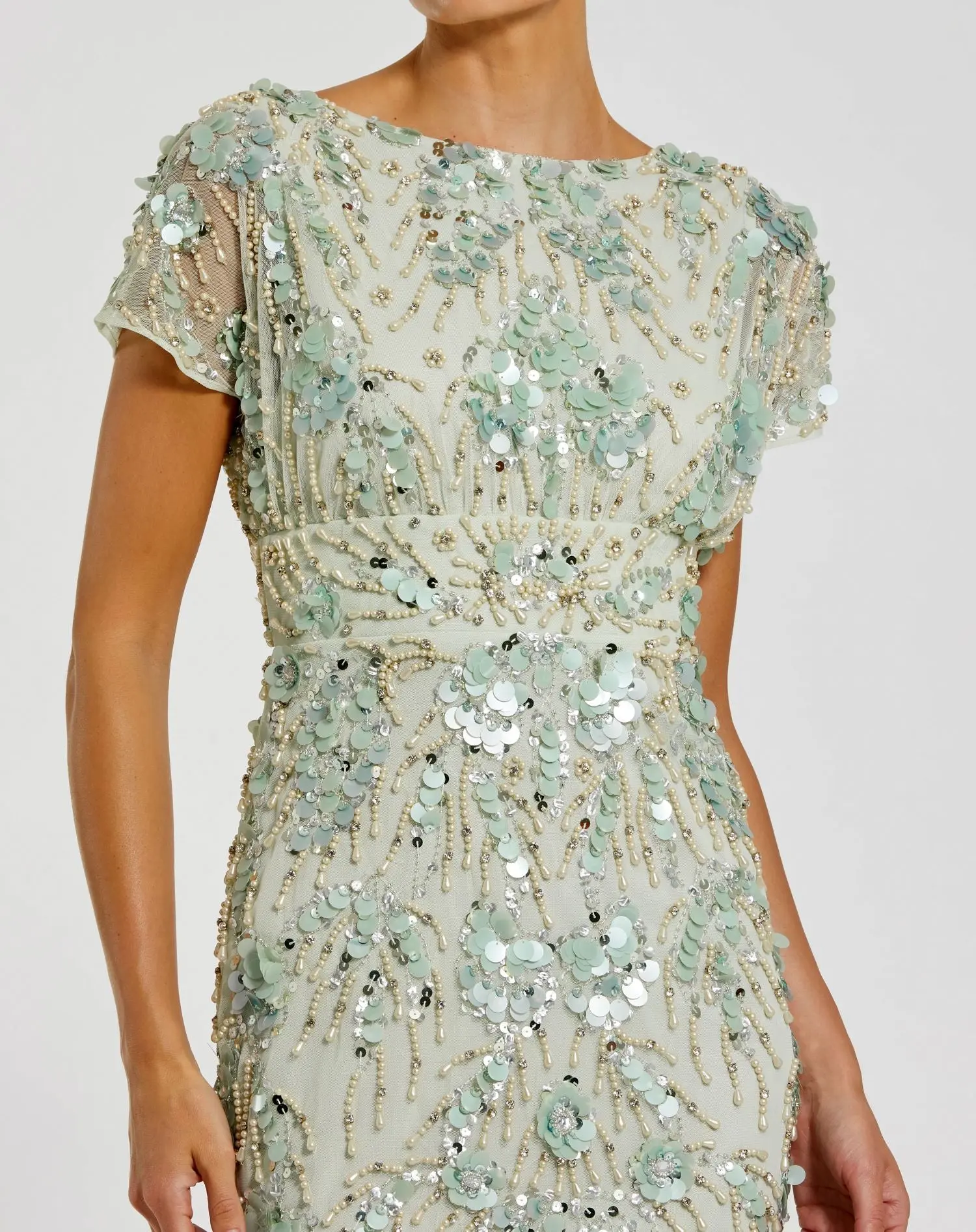 Green Embellished Cap Sleeve Midi Dress - Image 2