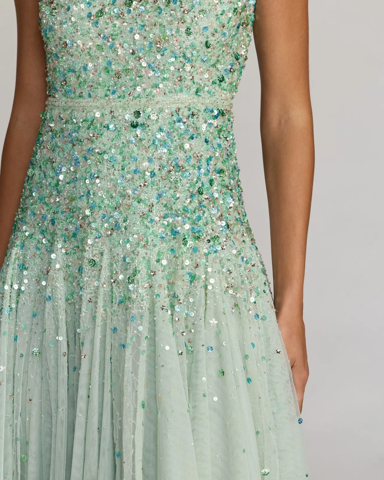 Green Beaded Sleeveless Scoop Neck Midi Dress - Image 2