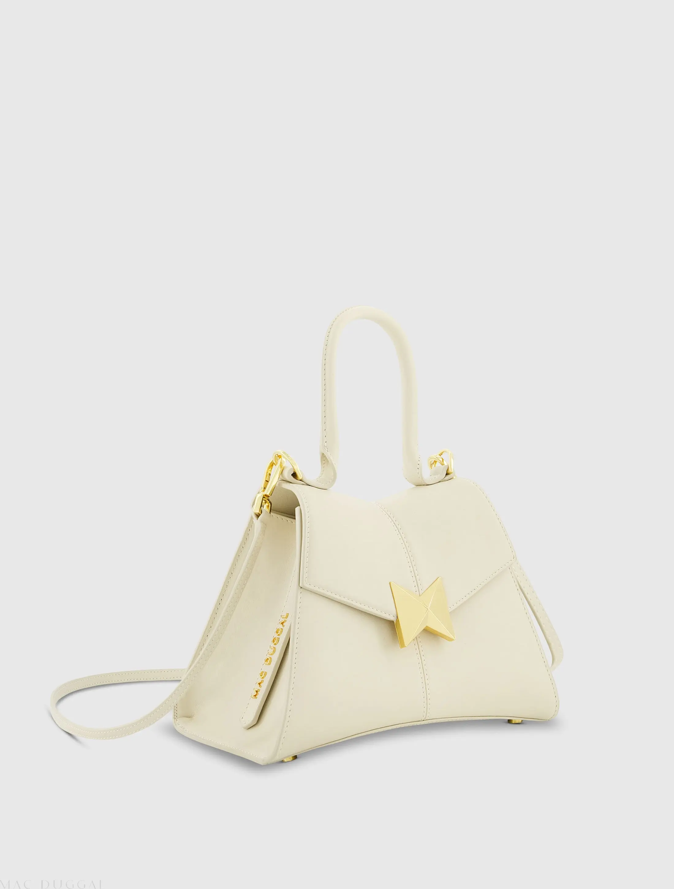 White Small Structured Leather Top Handle Bag - FINAL SALE - Image 2
