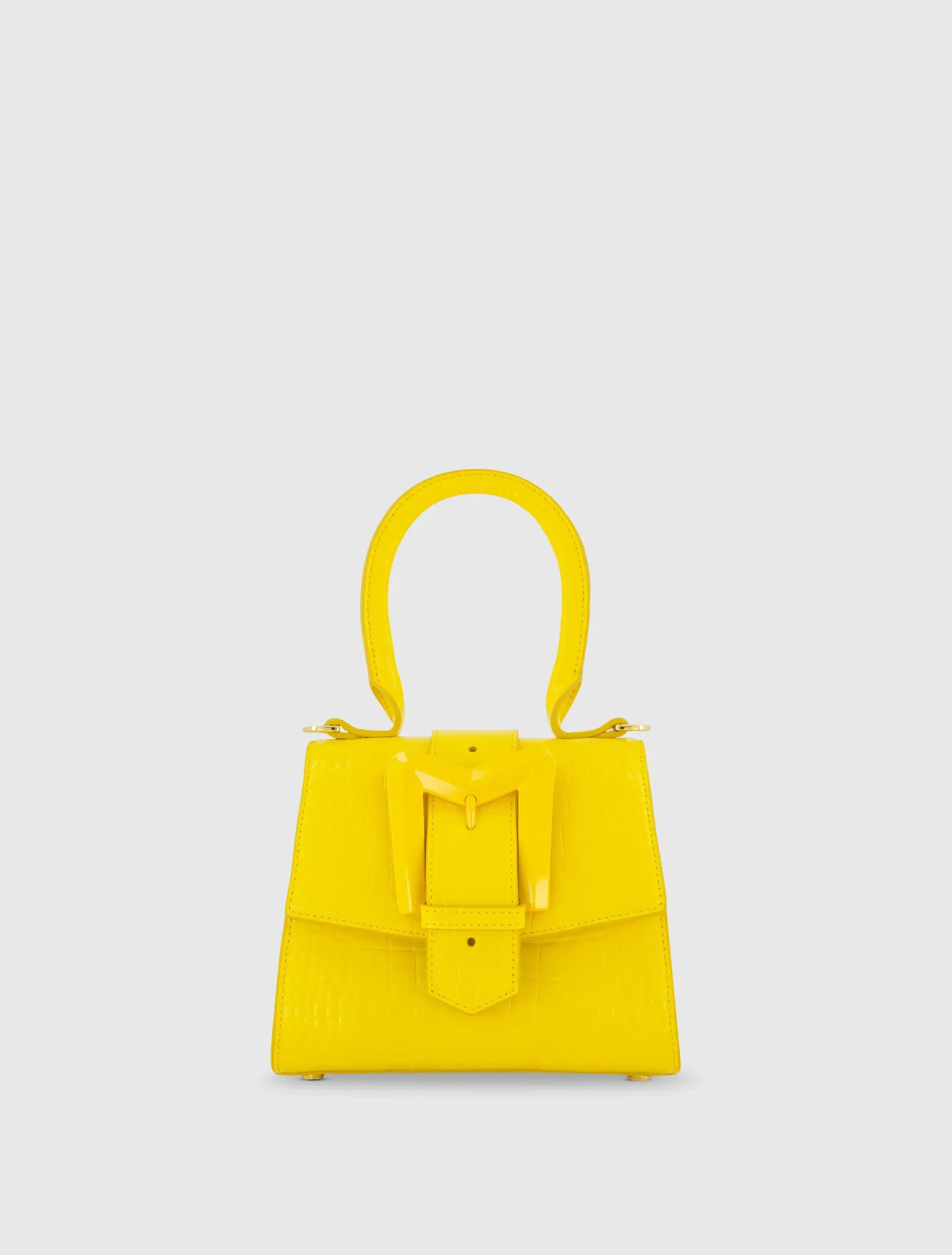 Mini Croc Embossed Leather Handbag - Image 2