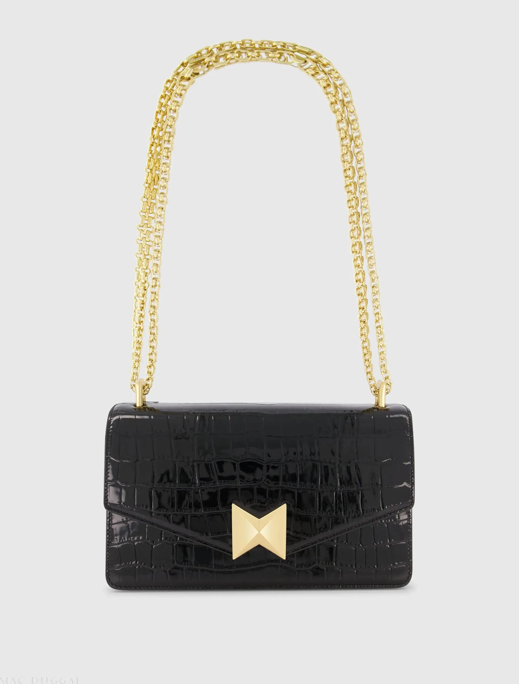 Crocodile Leather Shoulder Bag With Gold Hardware - Image 2