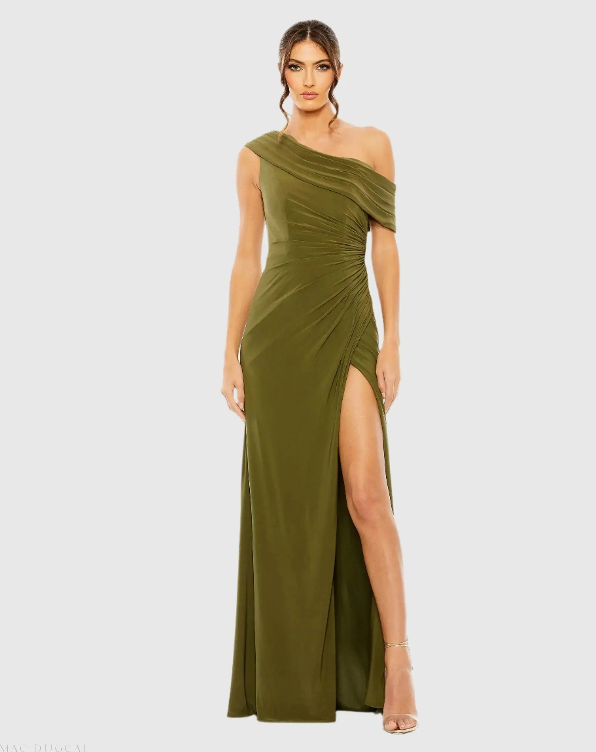 Foldover Off-the-Shoulder Slit Gown - Image 4