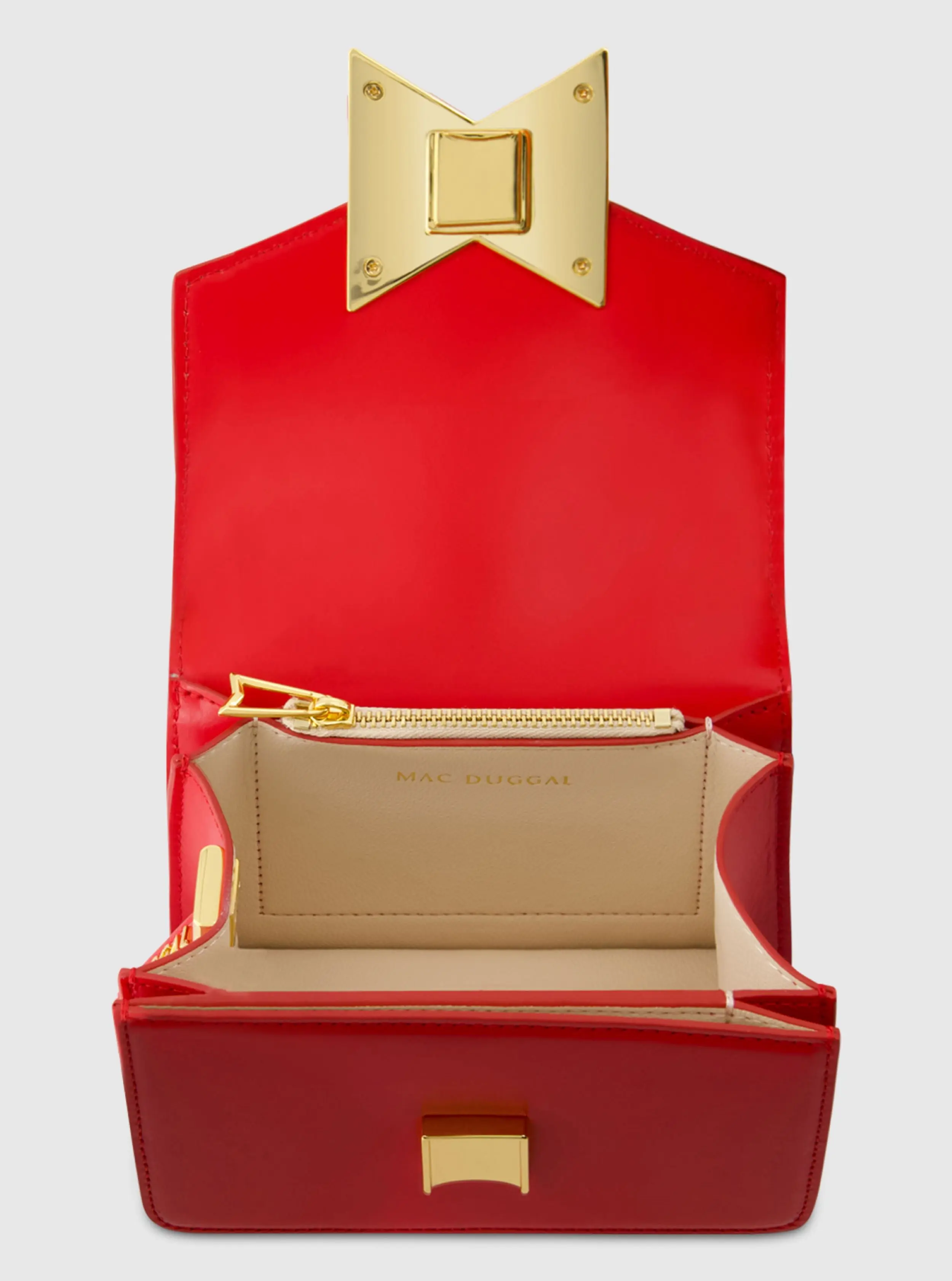 Red Mini Leather Structured Crossbody Bag - Image 3
