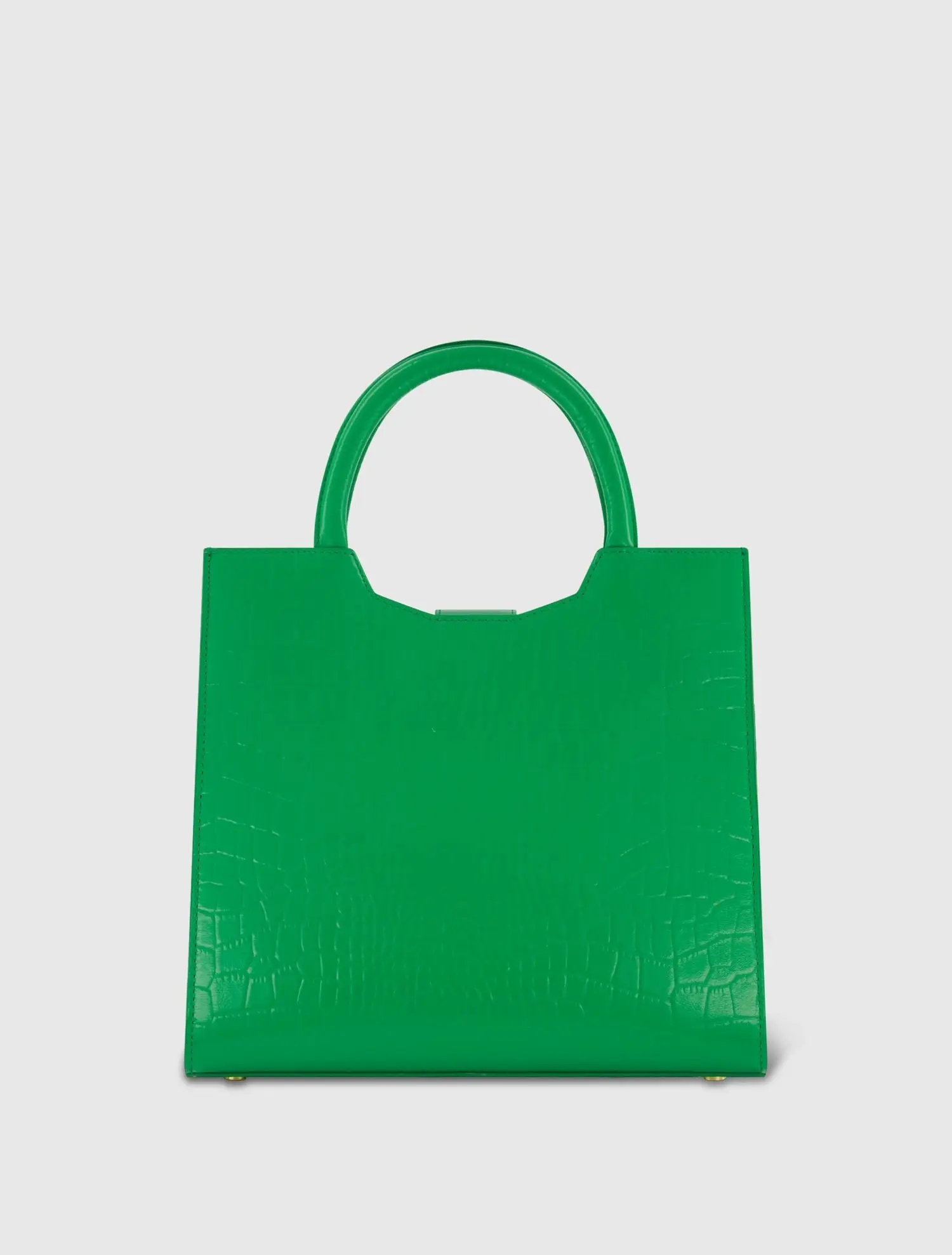 Green Medium Croc Embossed Leather Tote - Image 3