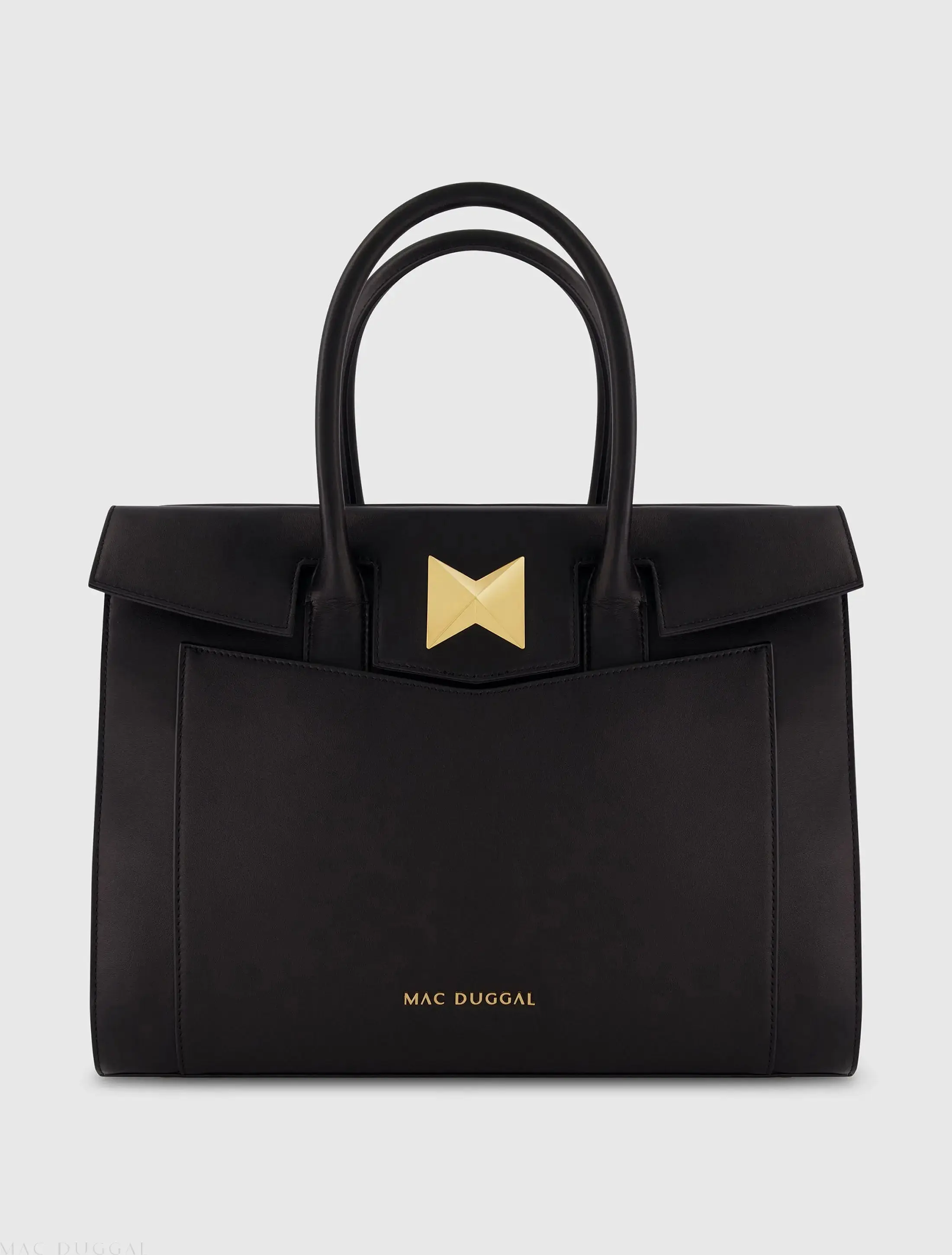 Large Leather Briefcase Bag With Gold Hardware - Image 3