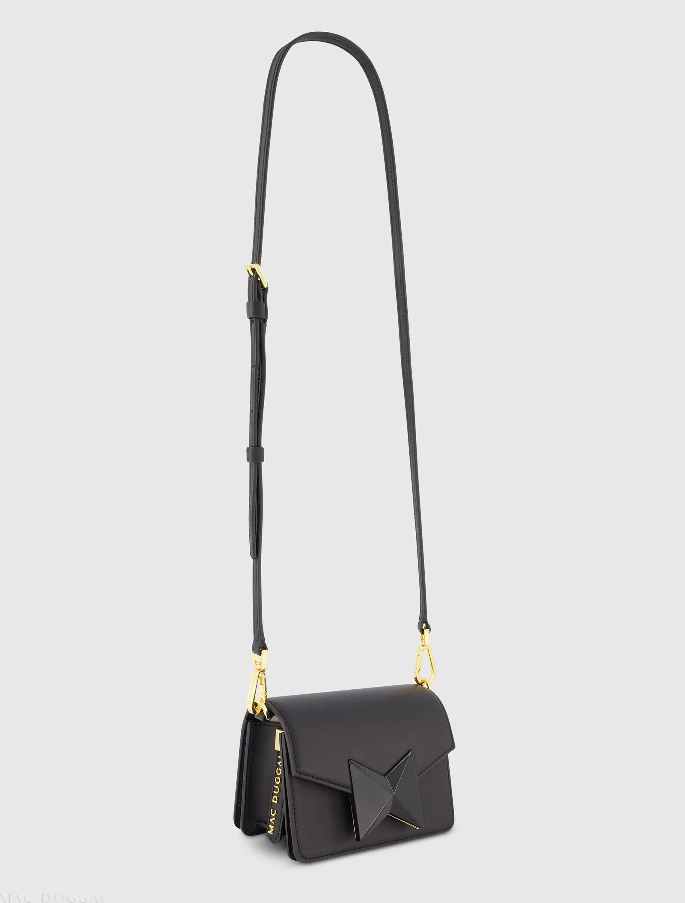 Black Mini Leather Structured Crossbody Bag - Image 2