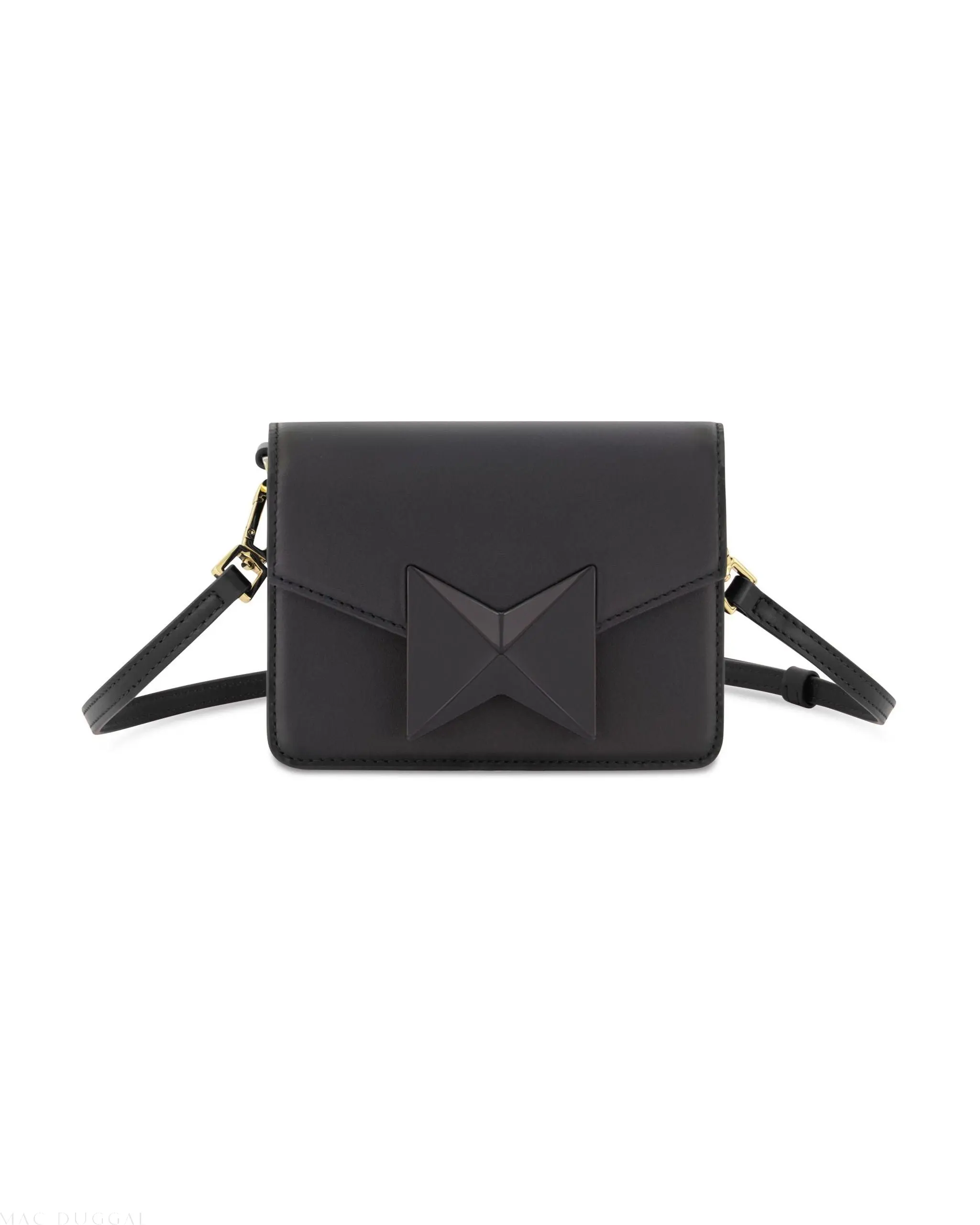Black Mini Leather Structured Crossbody Bag - Image 5