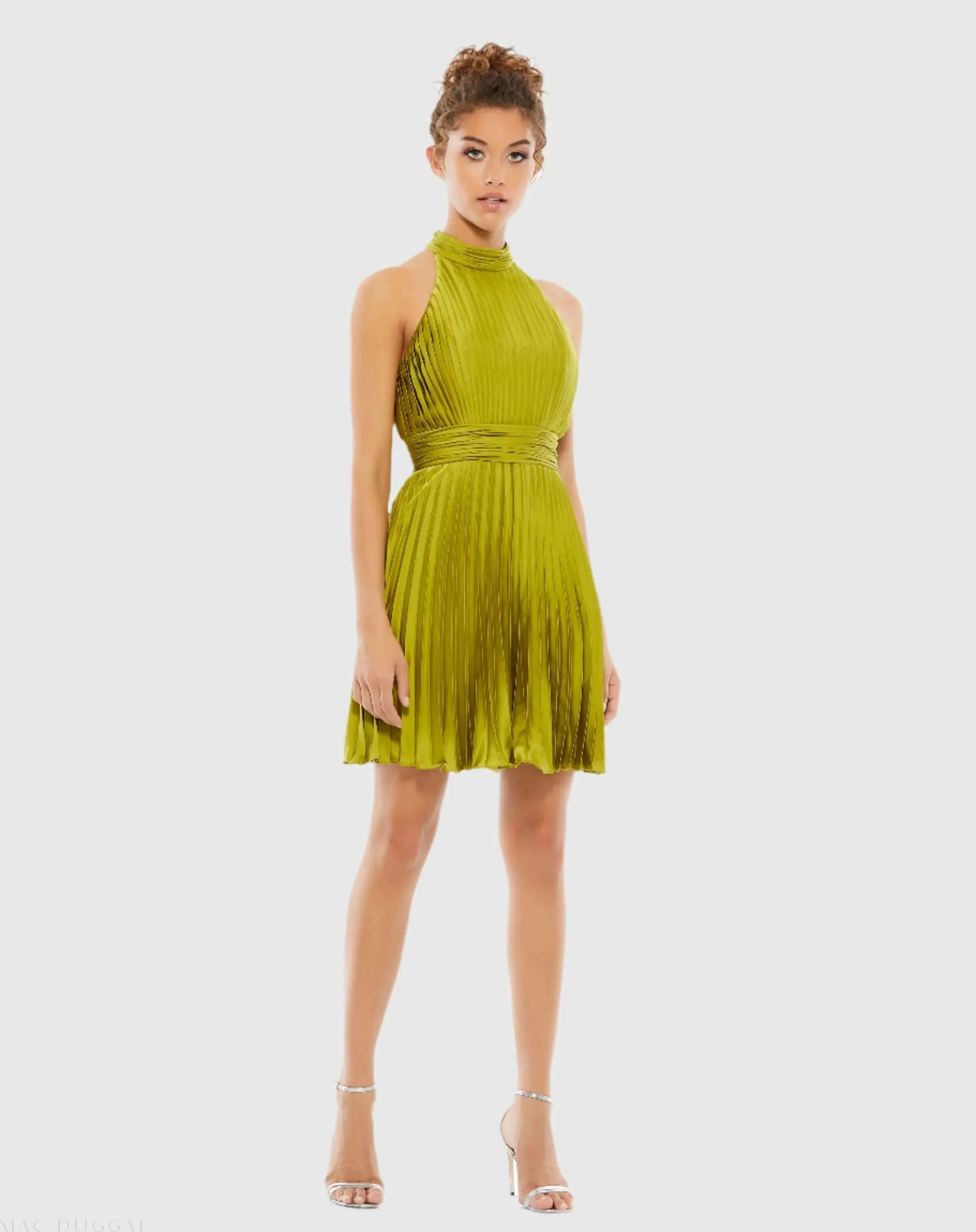 Pleated Halter Neck Mini Dress - Image 3