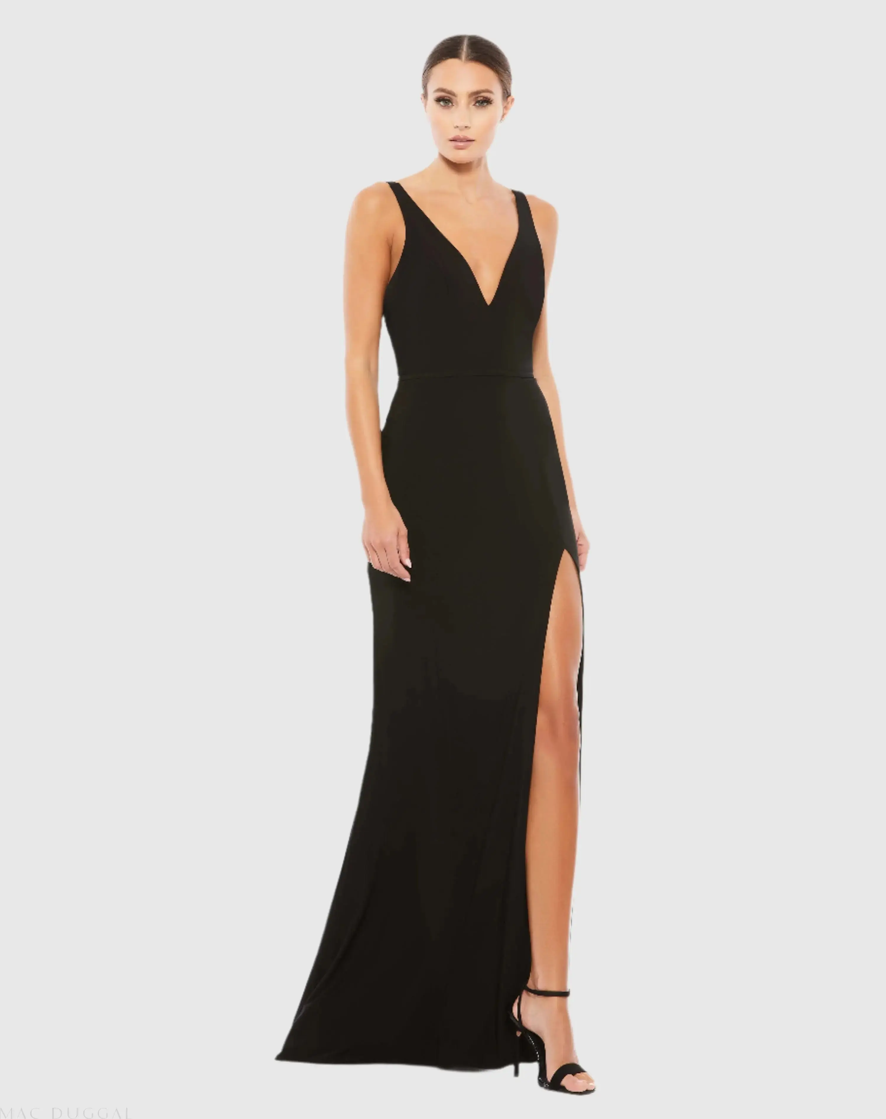 Plunge Neck High Slit Gown - Image 2