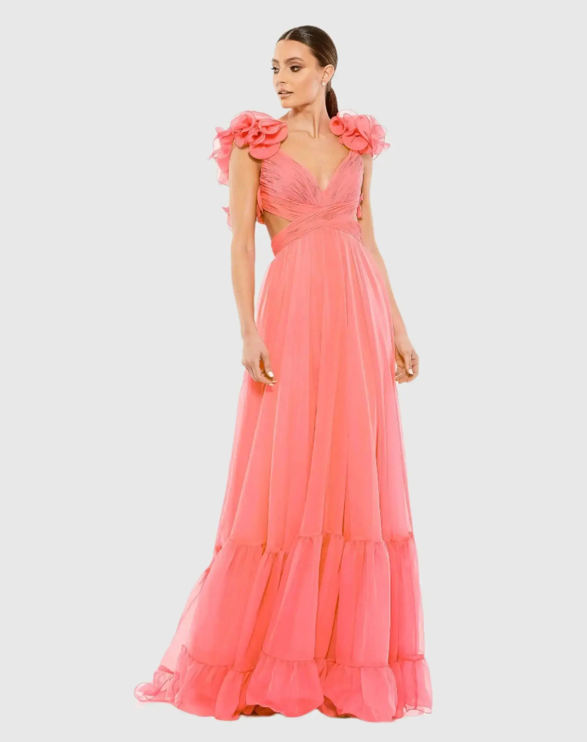 Ruffle Tiered Cut-Out Chiffon Gown - Image 11