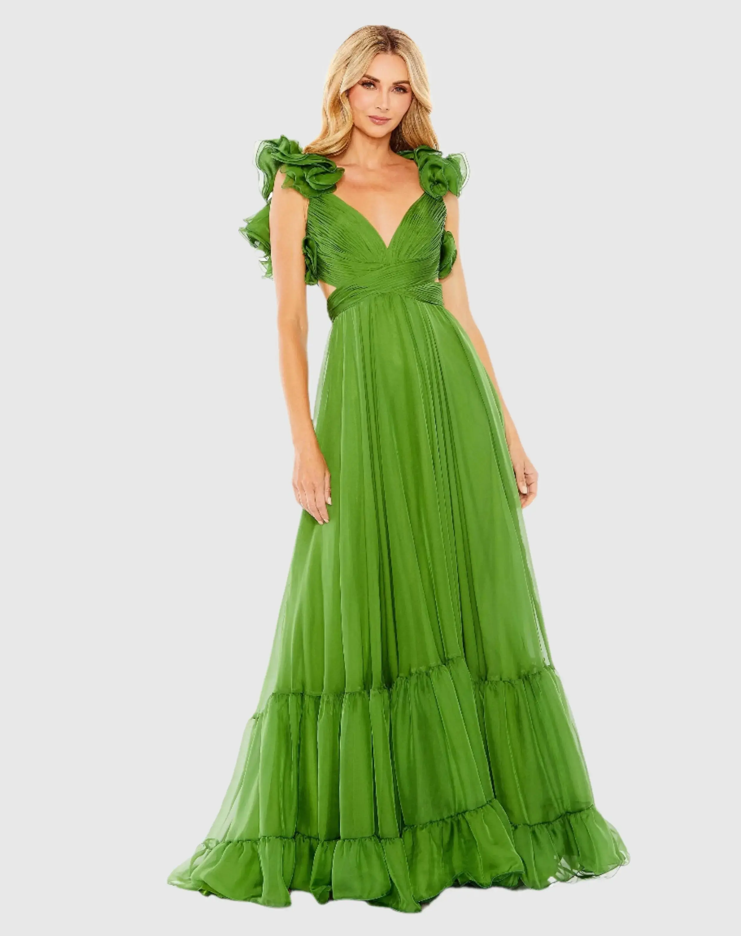 Ruffle Tiered Cut-Out Chiffon Gown - Image 15