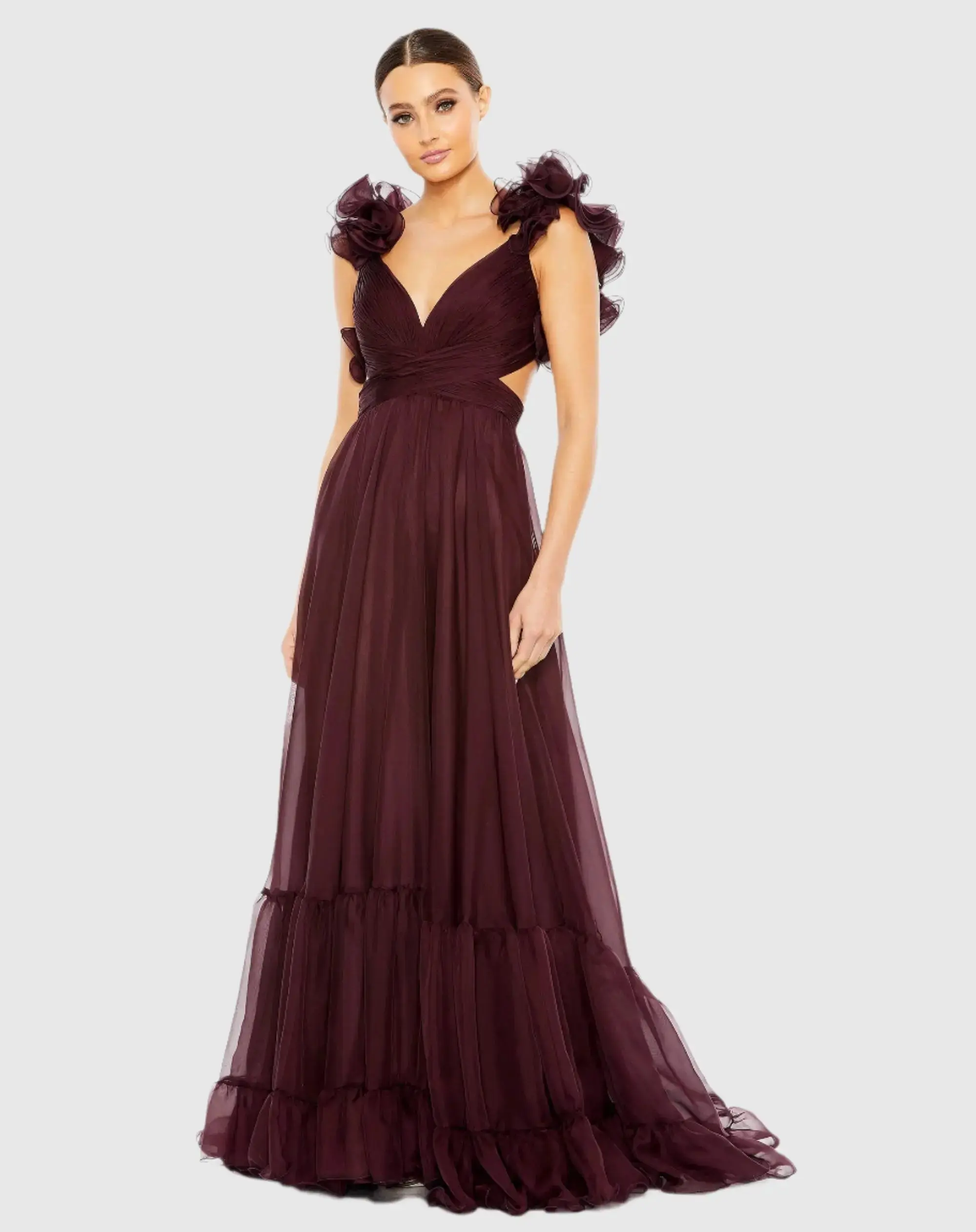 Ruffle Tiered Cut-Out Chiffon Gown - Image 16