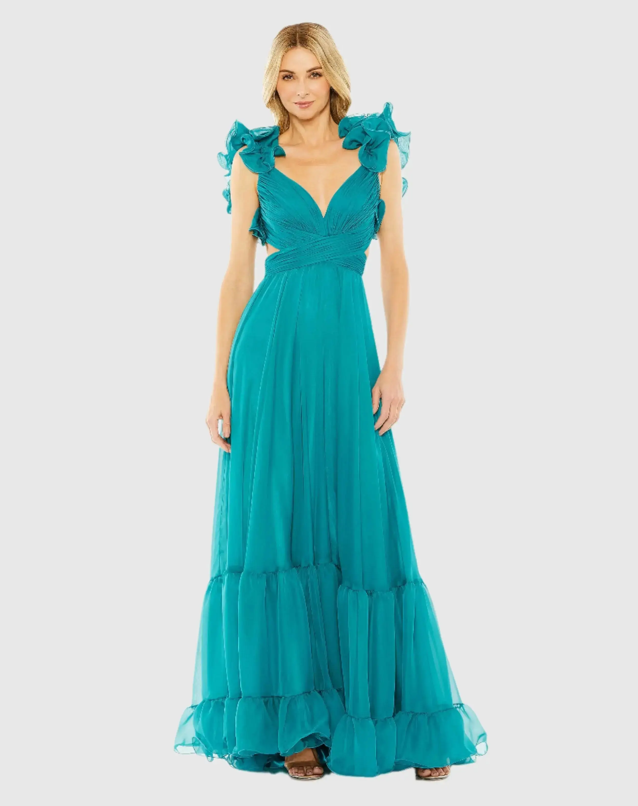 Ruffle Tiered Cut-Out Chiffon Gown - Image 6