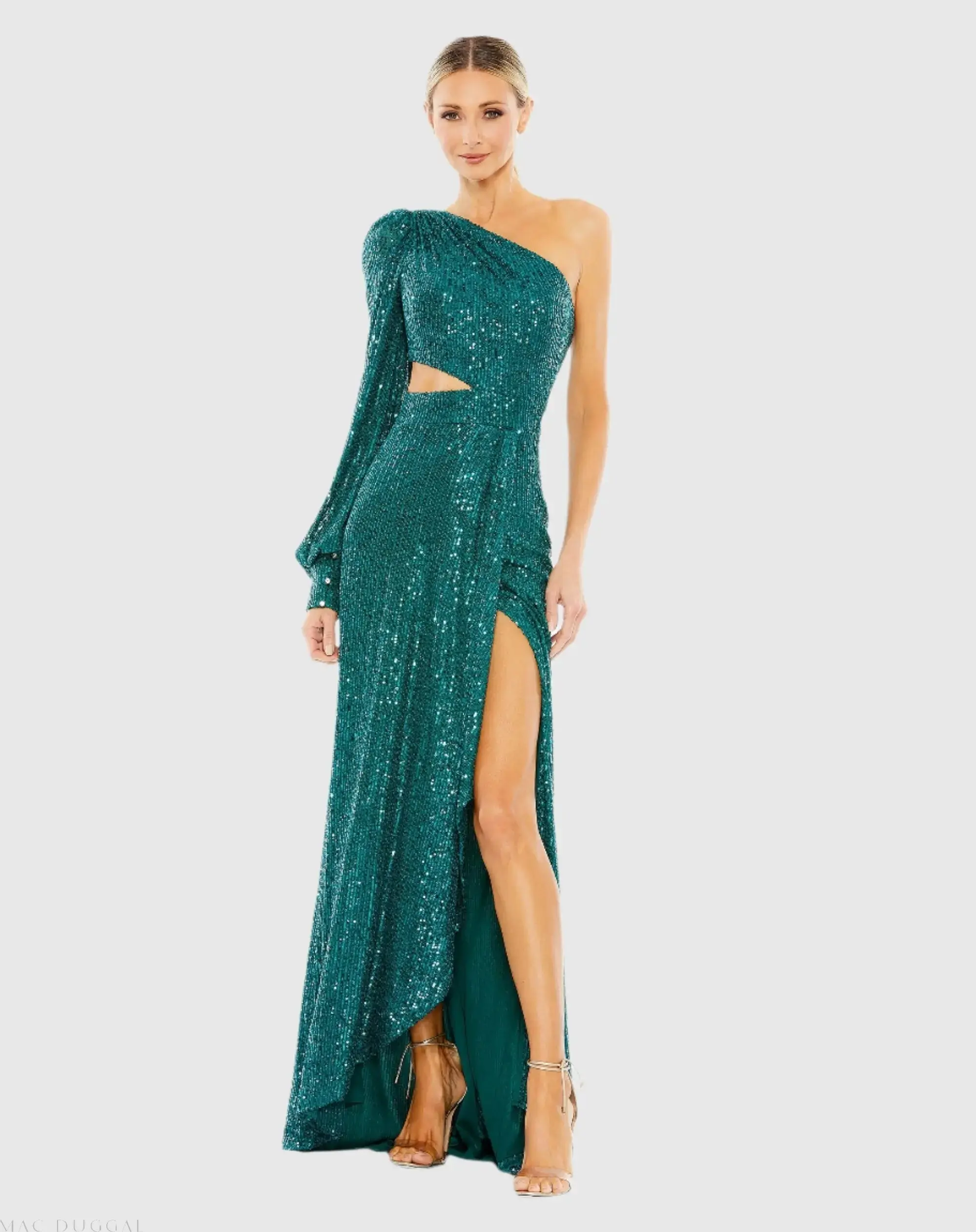 Sequined One Shoulder Cut Out Gown - Image 2