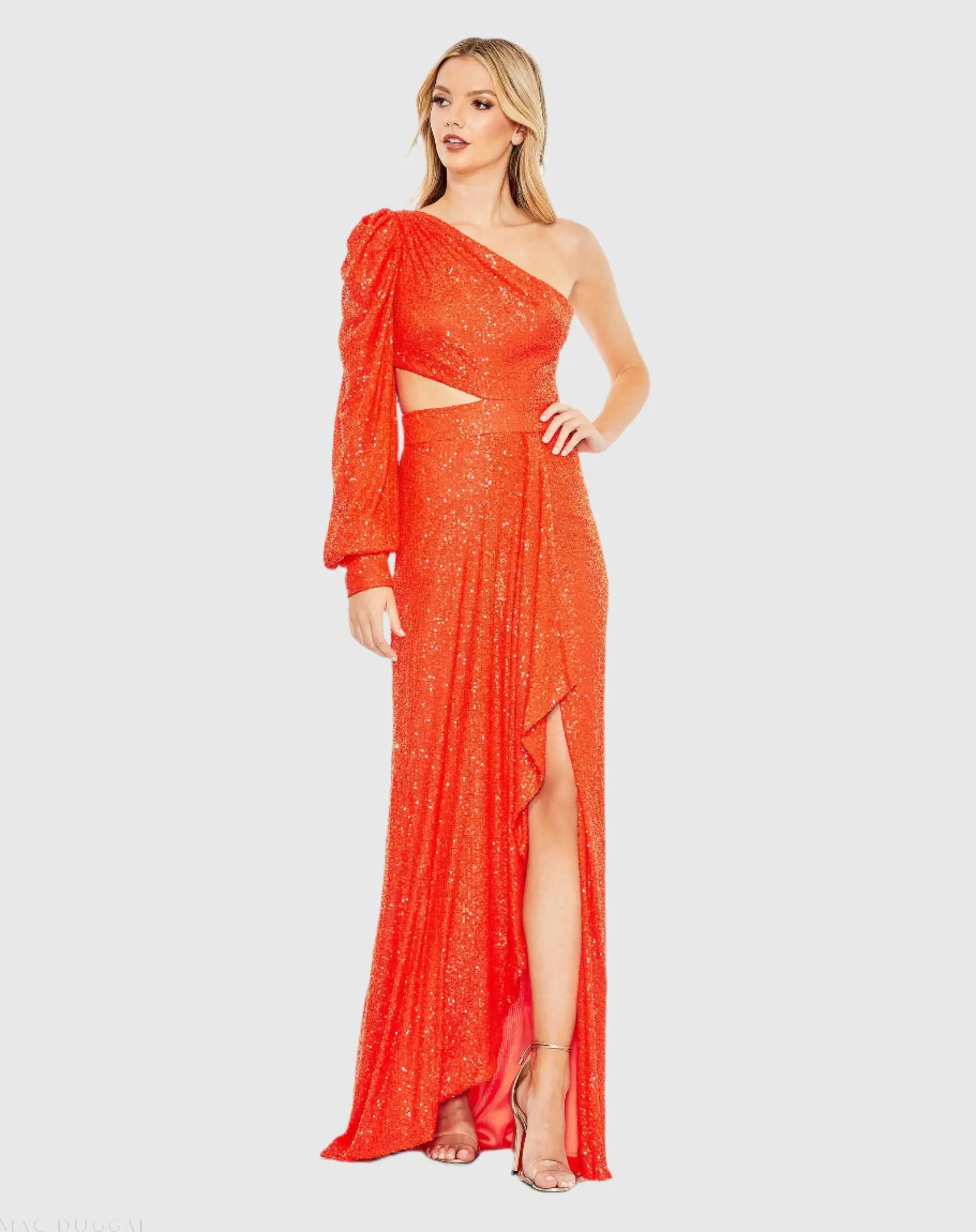 Sequined One Shoulder Cut Out Gown - Image 3