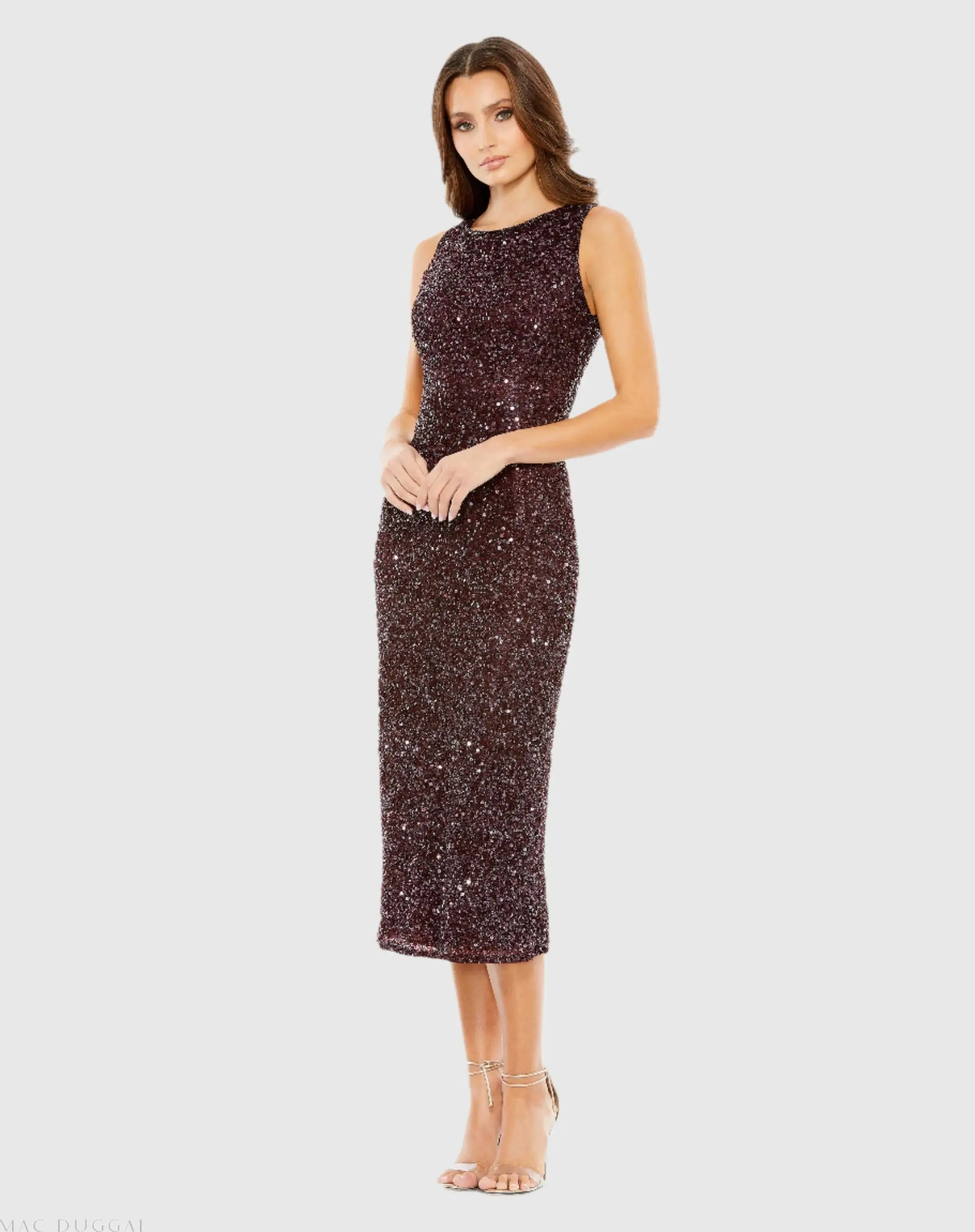 Sleeveless Sequined Midi Sheath Dress - Image 2