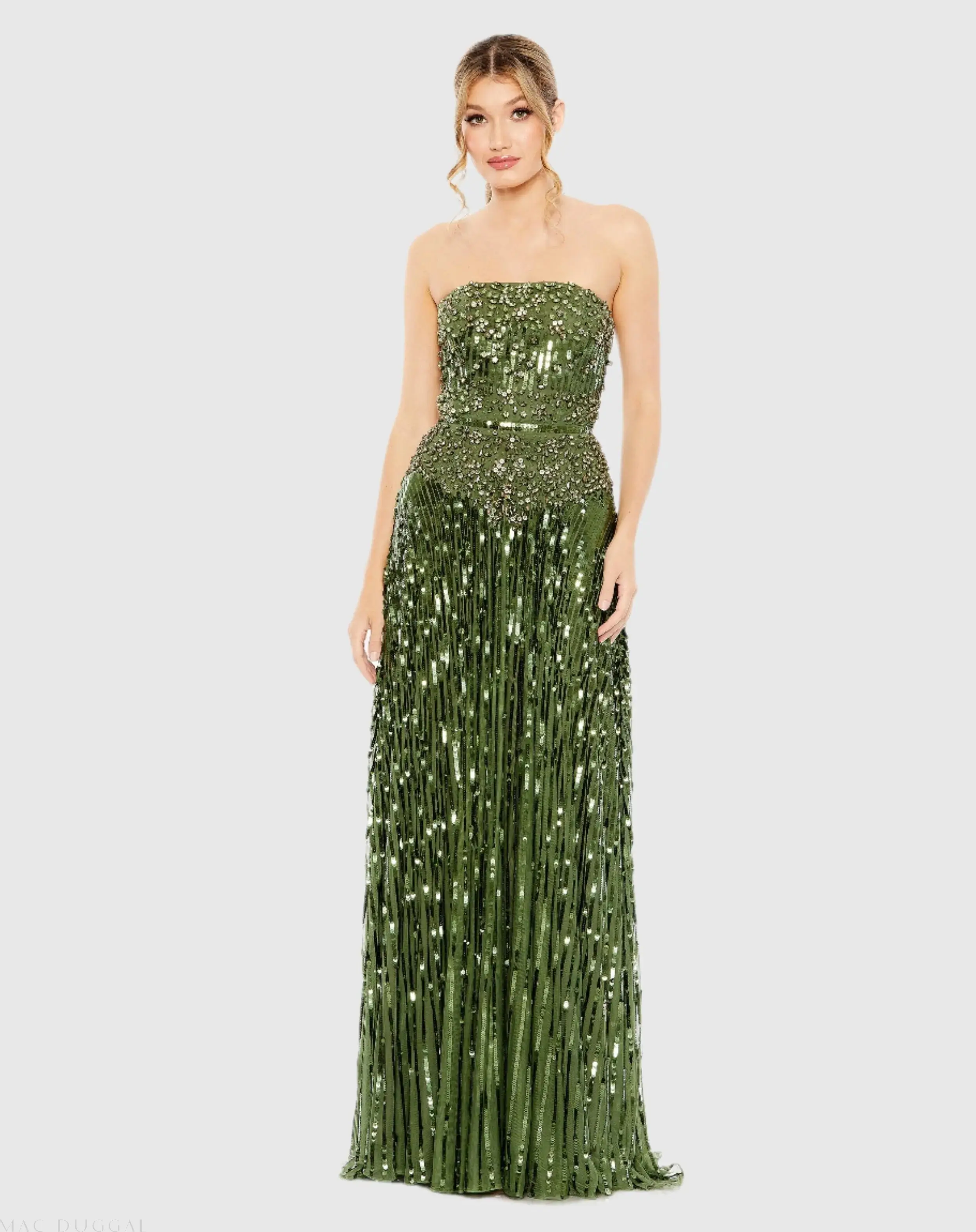 Strapless Hand Embellished Beaded A Line Gown - Image 2