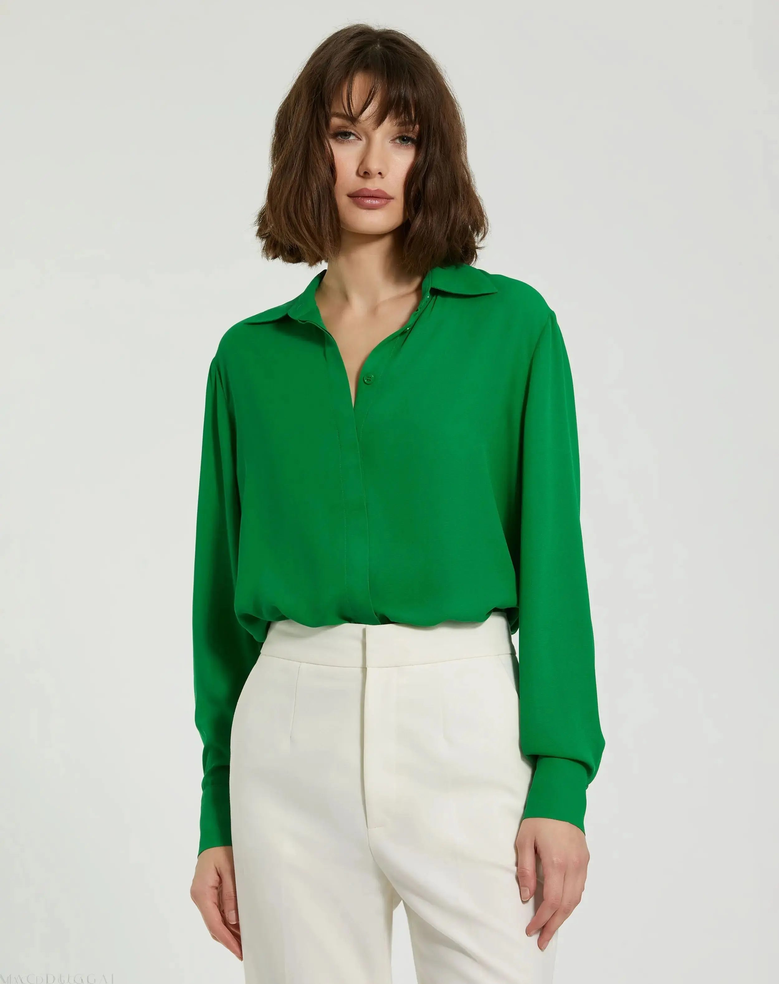 The Bentley Long Sleeve Button Up Georgette Blouse - FINAL SALE - Image 2