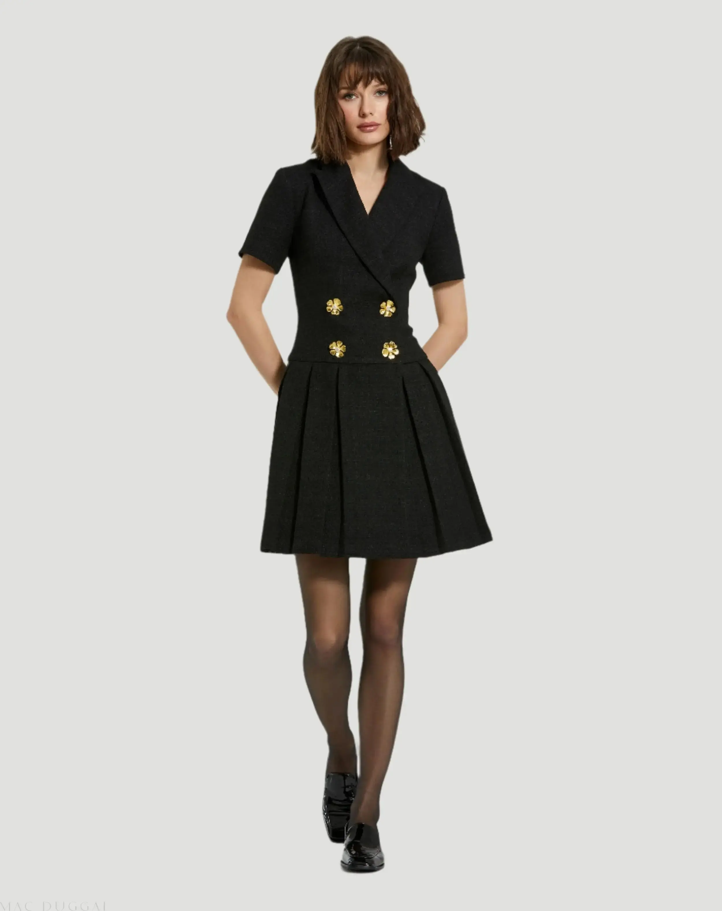 Tweed Short Sleeve Blazer Mini Dress