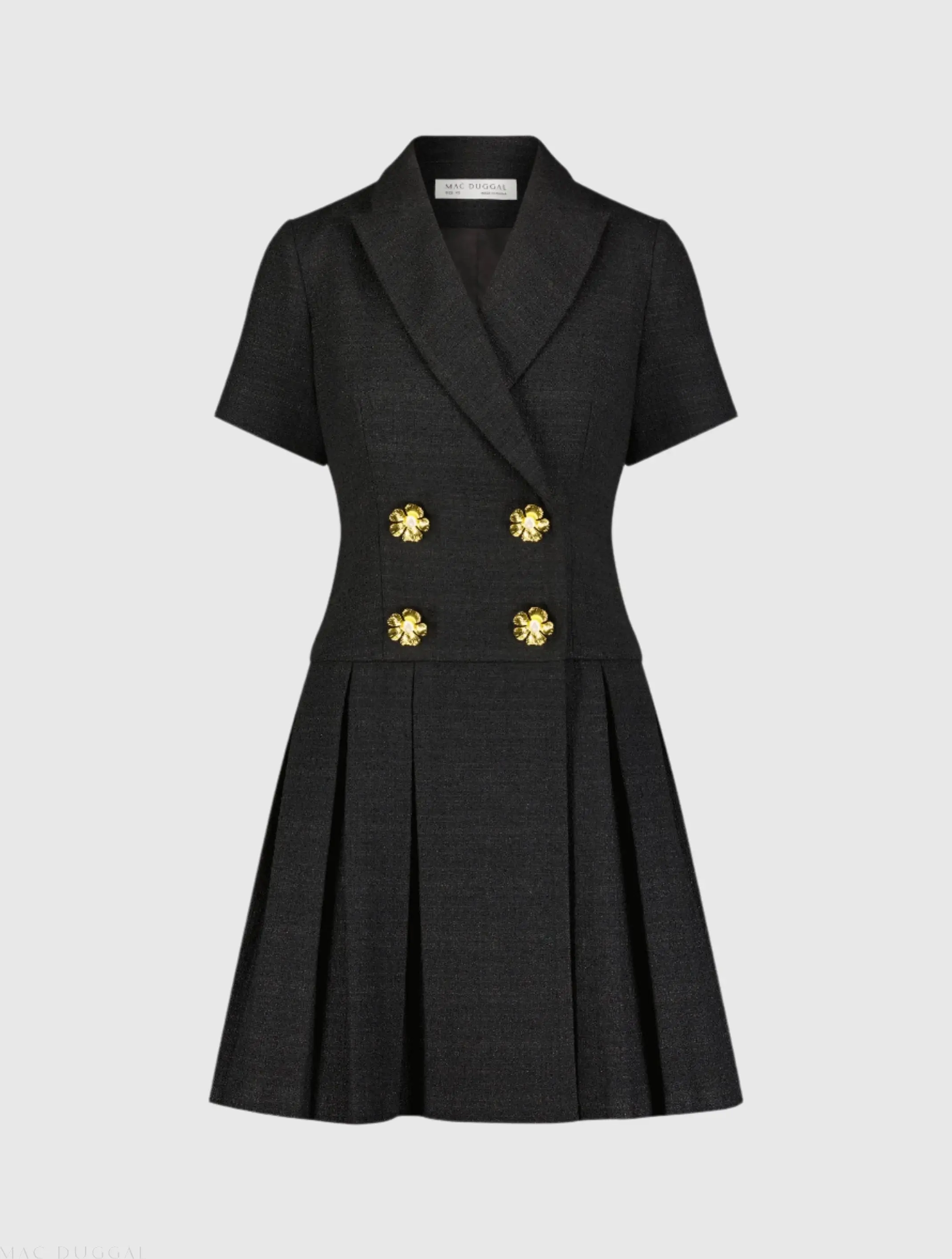 Black Tweed Short Sleeve Blazer Mini Dress - Image 2